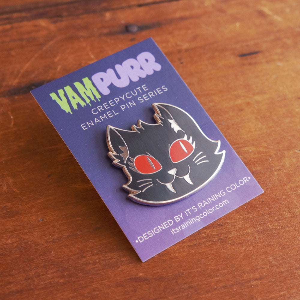 VamPurr Black & Red Hard Enamel Pin