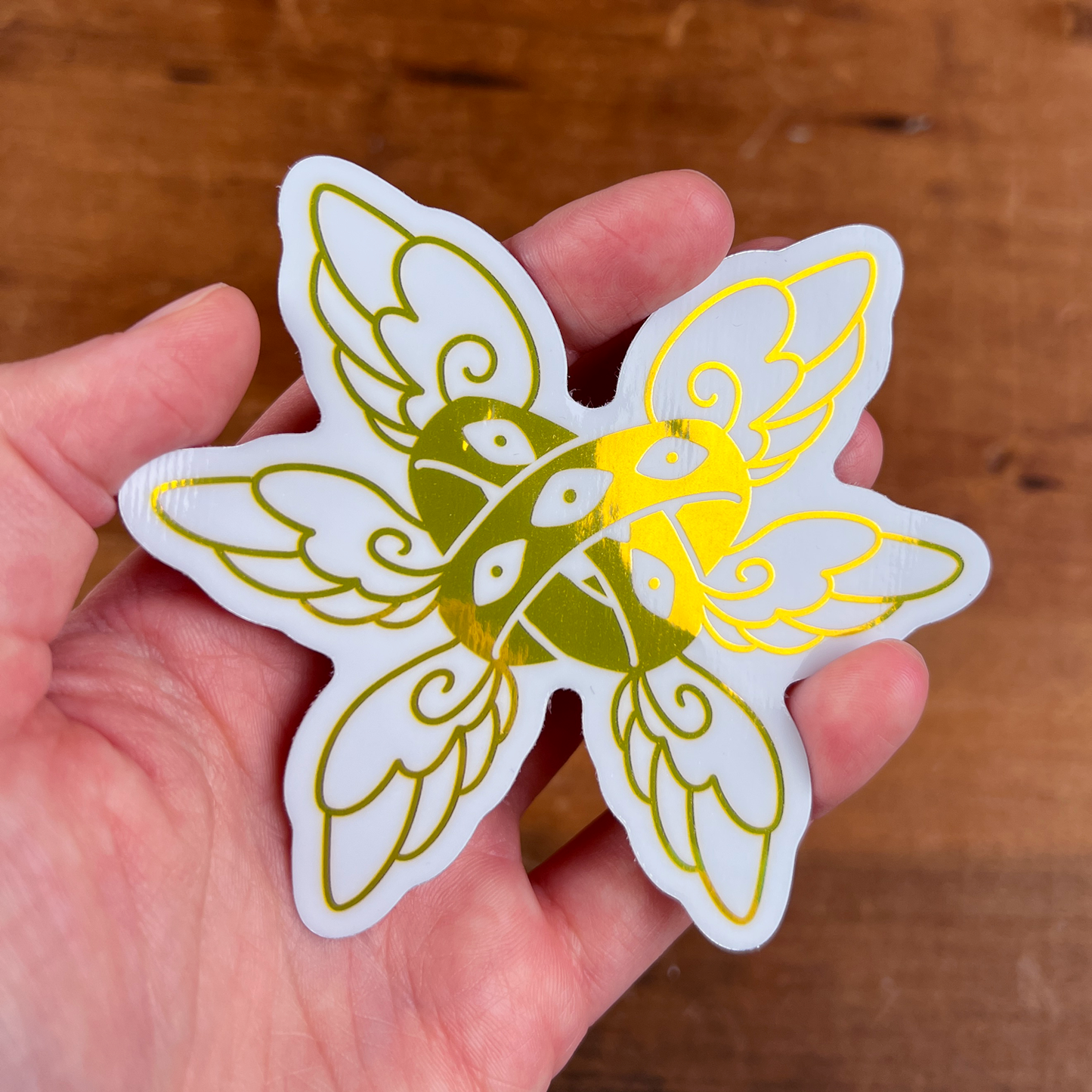 Angel Eyewheel Shiny Gold Foil Sticker