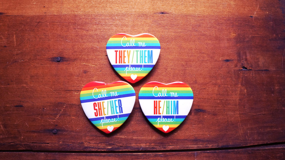 Rainbow PRIDE Pronoun Badges