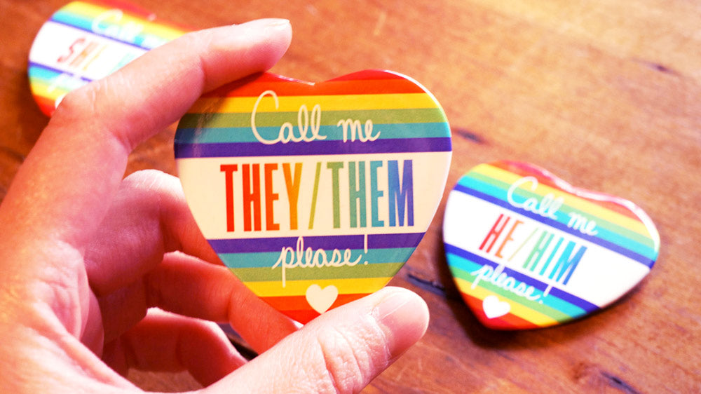 Rainbow PRIDE Pronoun Badges
