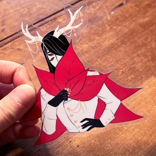 Poinsettia Fae Clear Sticker